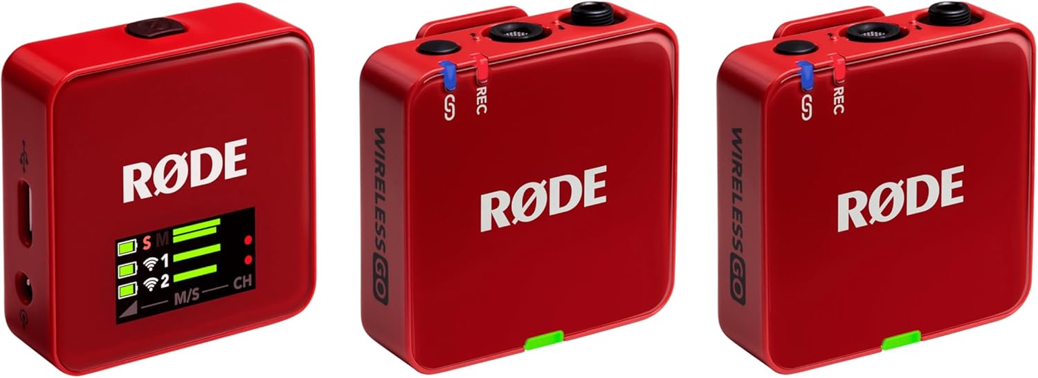 RØDE Wireless GO (Gen 3) – Compact Wireless Mic – Pristine Audio, 32-bit Float Recording, Automatic Level Control, for Phones, Cameras and Computers (Red)