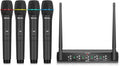 Debra Audio Pro UHF 4 Channel Wireless Microphone System with Cordless Handheld Lavalier Headset Mics, Metal Receiver, Ideal for Karaoke Church Party(with 4 Handheld (B))