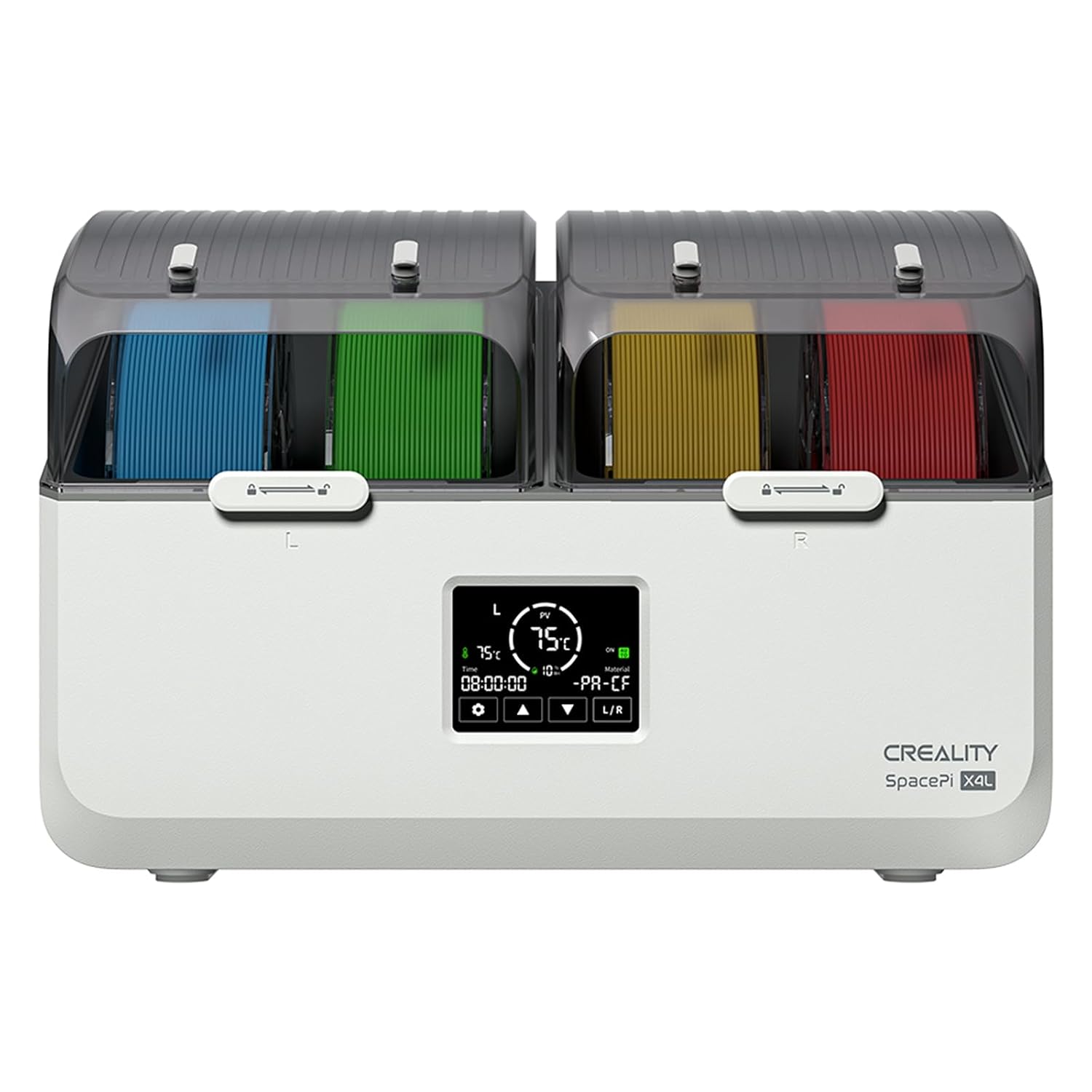 Creality Filament Dryer Box 4 Spools, Space Pi X4L Filament Storage Box, Max 85°C Temperature, Dual Independent Heating Chambers & Fan, Rapid Drying for PLA,PETG,TPU,ABS,PET,PC,ASA,PA,PAHT