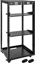 20U Server Rack w/ 2 Racks, Versatile Open Frame IT Rack - Wall-Mount, Rotate and Push w/Ease, AV Rack w/Top & Bottom Panels, Hook and Loop Straps for 19' Stereo/Data/IT/Computer Equipment