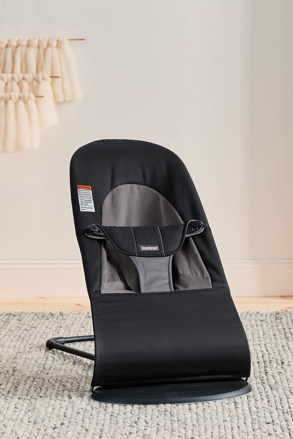 BabyBjörn Bouncer Balance Soft, Black/Dark Gray, Woven | 2-in-1 Adjustable Baby Bouncer Seat and Toddler Chair, Newborn to Toddler (8-29 lbs), 4 Positions, Lightweight & Portable
