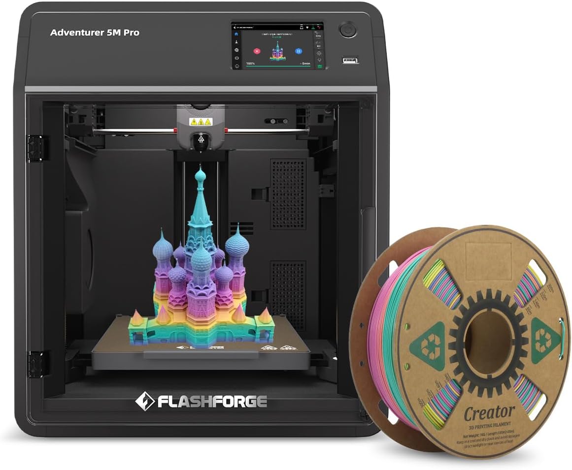 Flashforge Adventurer 5M Pro 3D Printer with Extra 1KG HS PLA Rainbow Candy Filament