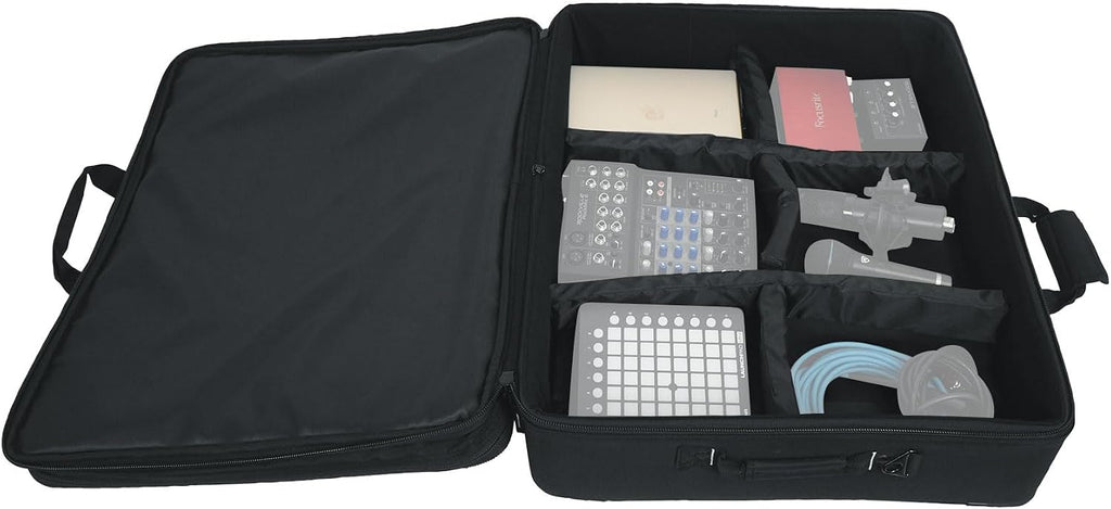 Rockville BP-MIX2621 Padded Mixer Bag Semi-Rigid, Interior Straps, 26'x21'x8.5', 7 Dividers, 7 Compartments, For DJs, Live Sound, and Studio Use