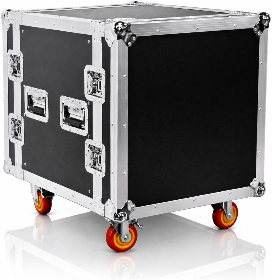 Seismic Audio SATAC12U 12U ATA Rack Case with Casters – Heavy Duty 19 Inch Road Rack for Amplifiers, Mixers, Wireless Systems