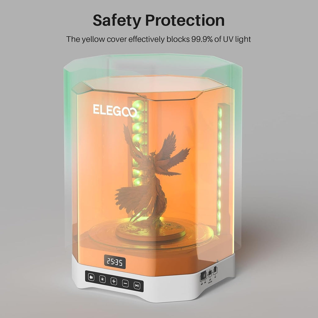 ELEGOO Mercury Plus V3.0 Wash and Cure Station, 7.5 L Large Capacity, Compatible with Mars Saturn Photon Halot MSLA LCD DLP 3D Printers, Washing Size of 9.05'×5.31'×10.24'