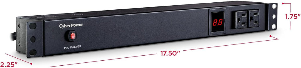 CyberPower PDU15M2F8R Metered PDU, 100-125V/15A (Derated to 12A), 10 Outlets, 1U Rackmount, 15 Foot Power Cord