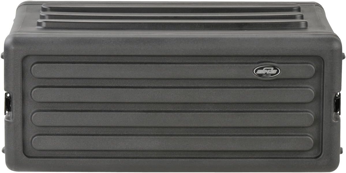 SKB 4U Shallow Roto Rack Case - Durable Polyethylene Gear Protector, Stackable, Waterproof with Twist Latches & Rubber Feet for Musicians, DJs, and A/V Equipment - Secure Transport & Storage Solution
