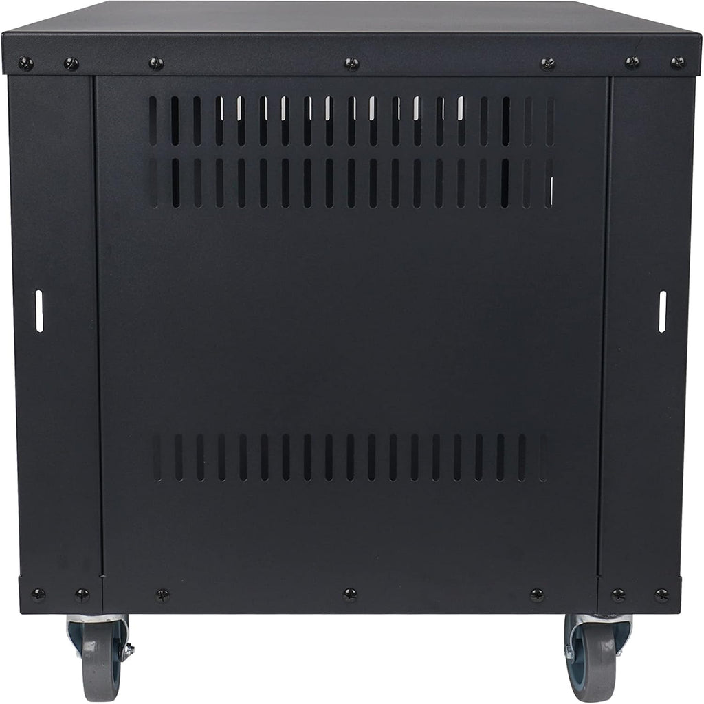 Sound Town 8U Universal Steel Rack, w/Mesh Doors, Locking Casters, Vented Side Panels for Audio Video, Server and Network Equipment (STRK-M8UWD)