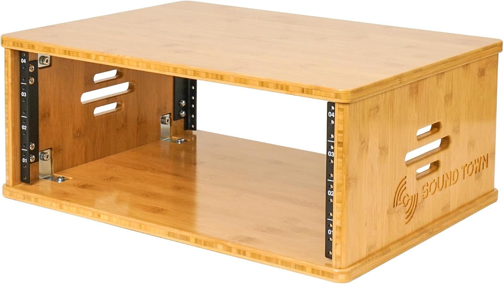 Sound Town DIY 4U Solid Bamboo Studio Rack w/ 14.2' Depth, Ventilation for Recording Room, PA/DJ Pro Audio, Home Audio (STBR-4U)
