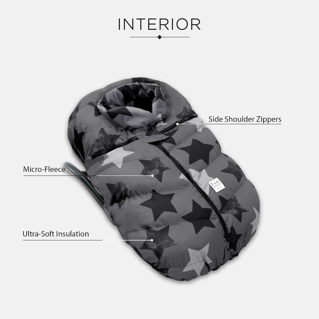 7AM Enfant Car Seat Covers - Cocoon Baby Cover for Boys & Girls, Rain & Snow Repellent, Breathable Windproof, Center Zipper, Universal Fit for Infant Car Seat (0-12M) (Stella)
