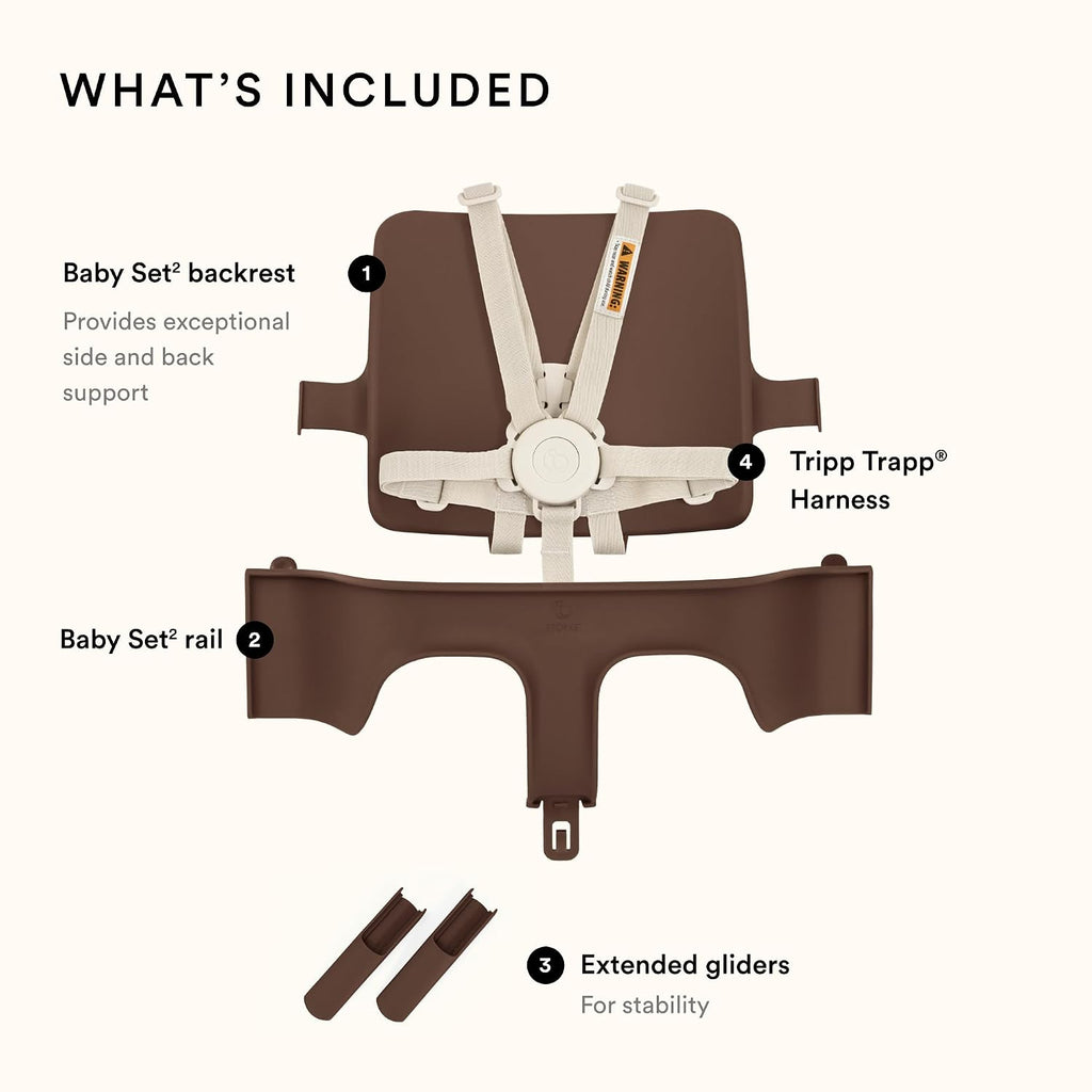 Stokke Tripp Trapp Baby Set 2, Warm Brown - Ages 6-36 Months - Convert The Tripp Trapp Chair into a Comfortable High Chair - Includes Stokke Harness 2