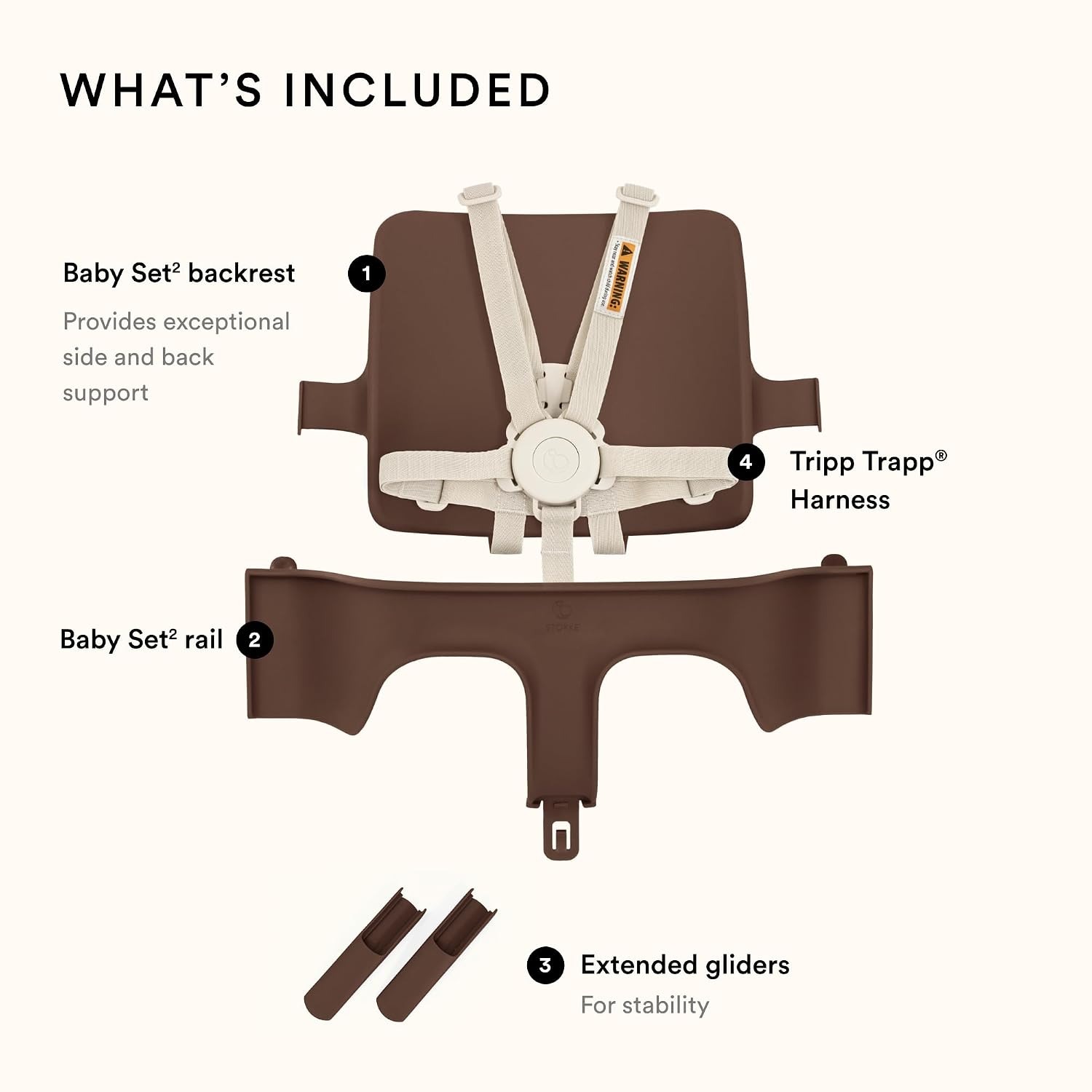 Stokke Tripp Trapp Baby Set 2, Warm Brown - Ages 6-36 Months - Convert The Tripp Trapp Chair into a Comfortable High Chair - Includes Stokke Harness 2