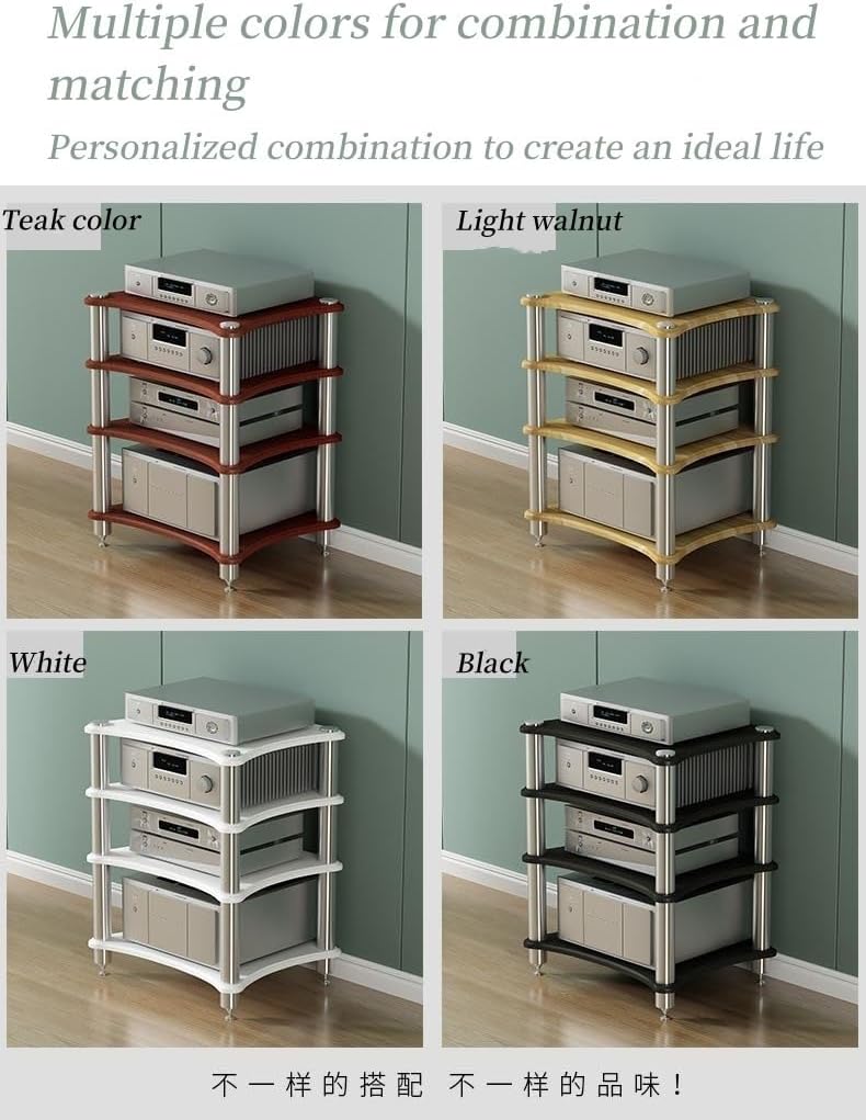 2/3/4 Tier Audio Rack, Open Air Design, Media Cabinet with Metal Frame, Audio Component Rack, Audio Rack Cabinet for Server and AV Equipment(Teak Color,15.75 * 23.62in)