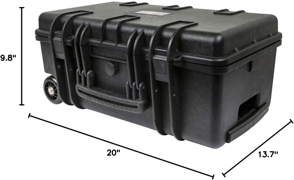 Monoprice Weatherproof Hard Case - 22 x 14 x 10 Inches, With Wheels and Customizable Foam, Shockproof, IP67, Ultraviolet And Impact Resistant Material, Black - Pure Outdoor Collection