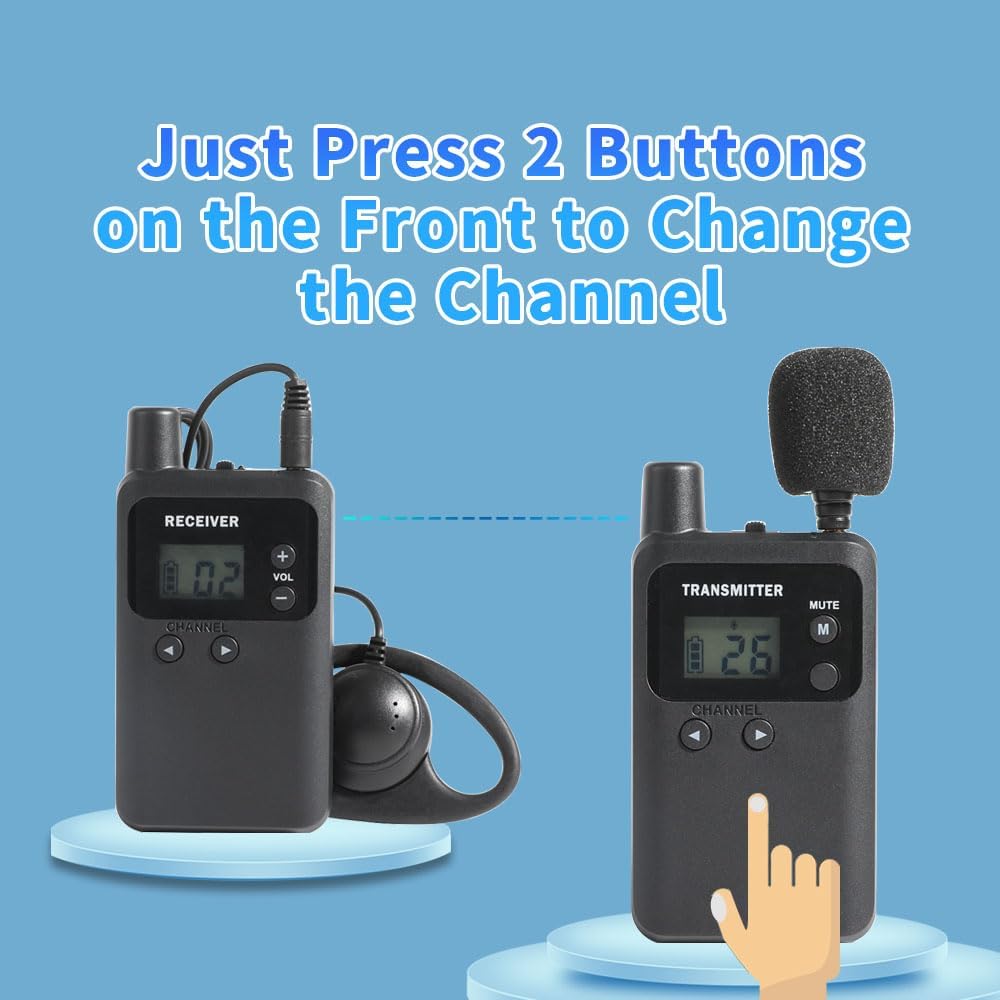 AGJ Wireless Tour Guide System, Tour Guide Microphone, Tour Guide Headsets 1 Transmitter 10 Receivers 1 Charger Court Church Translation Assisted Listening System for Factory School