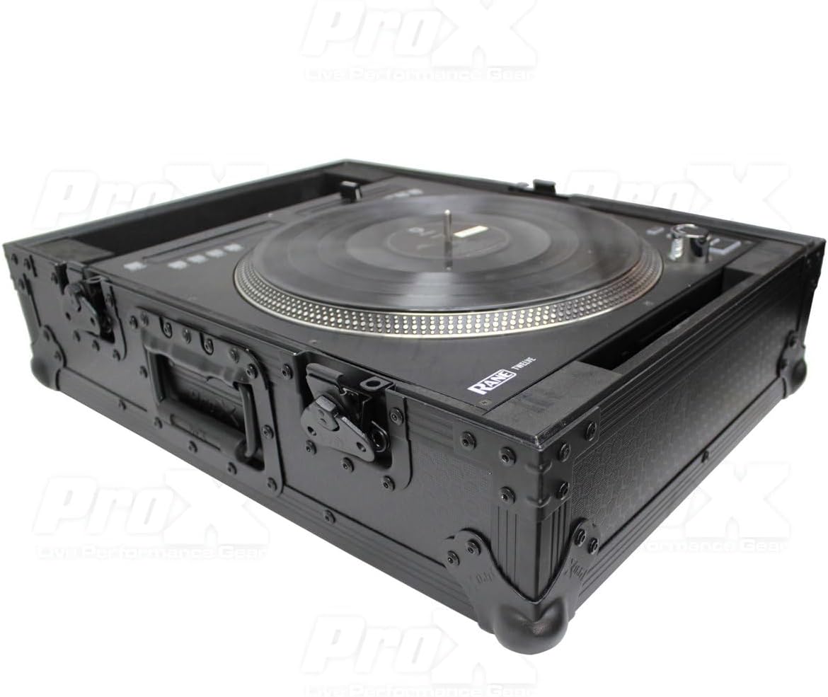ProX XS-RANE12BL ATA-300 Style Flight Case, For Rane 12 Motorized DJ Control System, Pro Audio Equipment Storage, Black on Black