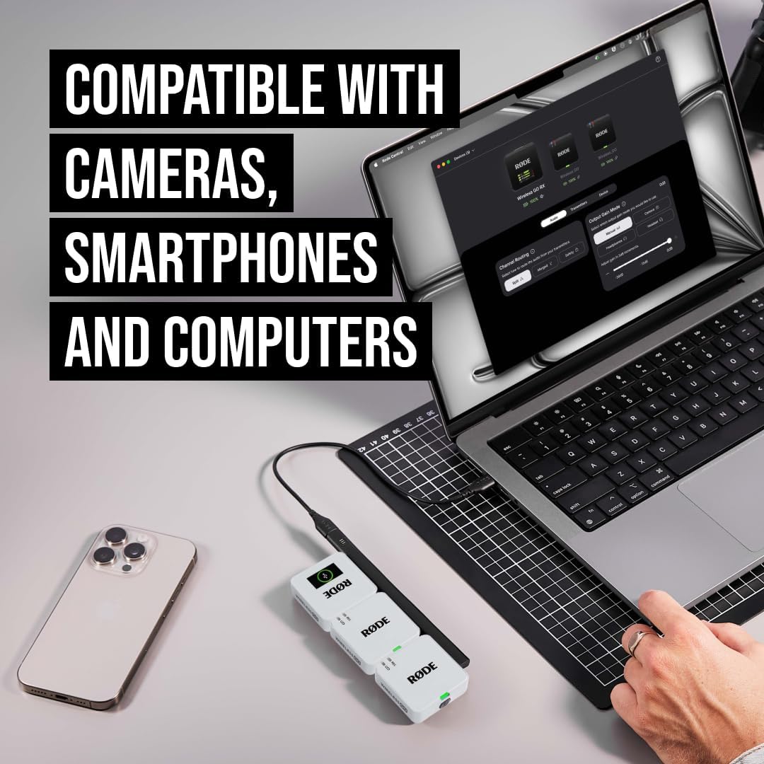 RØDE Wireless GO (Gen 3) – Compact Wireless Mic – Pristine Audio, 32-bit Float Recording, Automatic Level Control, for Phones, Cameras and Computers (White)