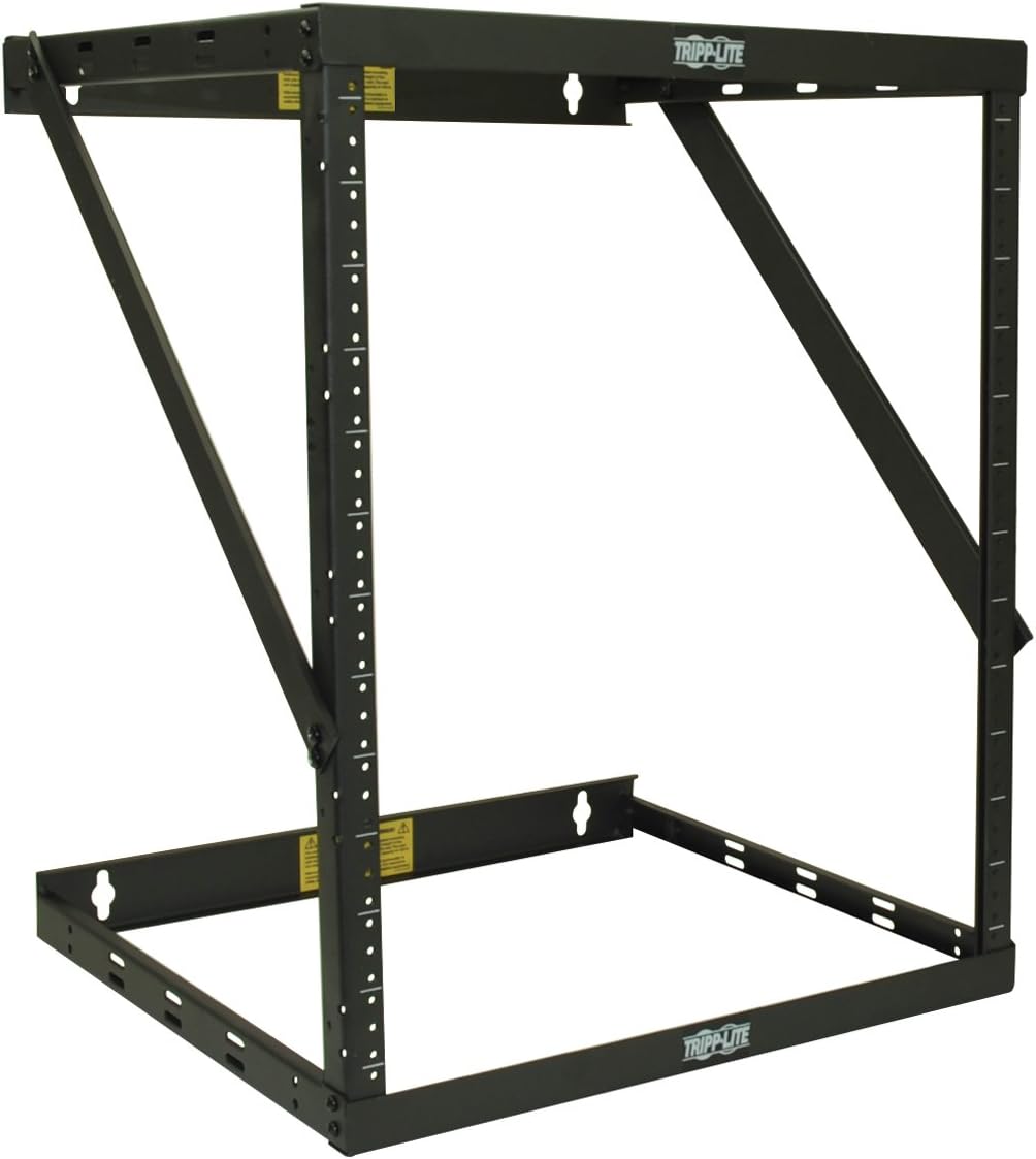 Tripp Lite 8U/12U/22U Expandable Wall-Mount 2-Post Open Frame Rack, Adjustable Network Equipment Rack, Switch Depth, 18' Deep, 5 Year Warranty (SRWO8U22), black, 17.8 (8U) , 24.8 (12U), 42.3 (22U) x 20.11 x 18.24