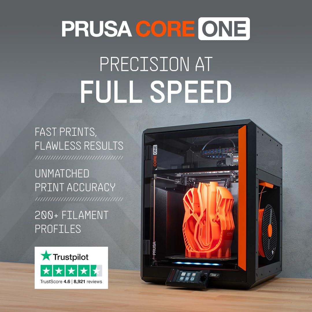 Original Prusa CORE One, Ready-to-use 3D Printer, Assembled and Tested, Removable Print Sheets, 1kg Prusament PLA Spool Included, Print Size 9.8 x 8.6 x 10.6 in