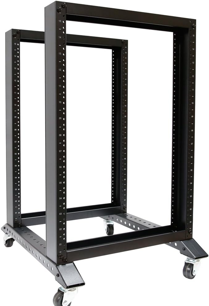 Open Rack 15U 4 Post Open Frame 19-Inch Data Network Desktop Server/Audio Rack
