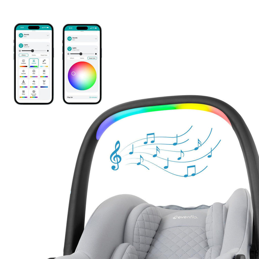 Evenflo LiteMax NXT Rear-Facing Lightweight Preemie and Infant Car Seat 3-30lbs with SensorySoothe. Easy Install with Base (Quartz)