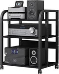 WDJBPSH Rolling Audio Equipment Storage Cart, Heavy Duty Media Rack with Height Adjustable Wooden Shelf, Office Bedroom Living Room Av Stereo Rack, Space-Saving (Size : 3 Tier-H58.5cm/23in)
