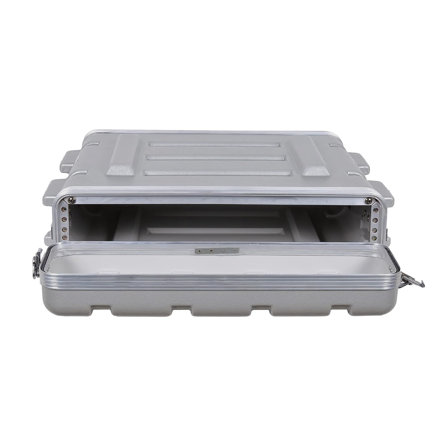 Crossrock Stackable 2U Rack Case, Strong Molded with Heavy Duty Hardware, Standard 19.25' Depth-Silver(CRA8602USL)