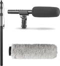 Movo XLR Shotgun Microphone & Boom Pole Kit – Professional Location Sound Recording Bundle with Shotgun Mic and Boompole with Internal XLR Cable for Filmmaking, ENG, and Broadcast Audio