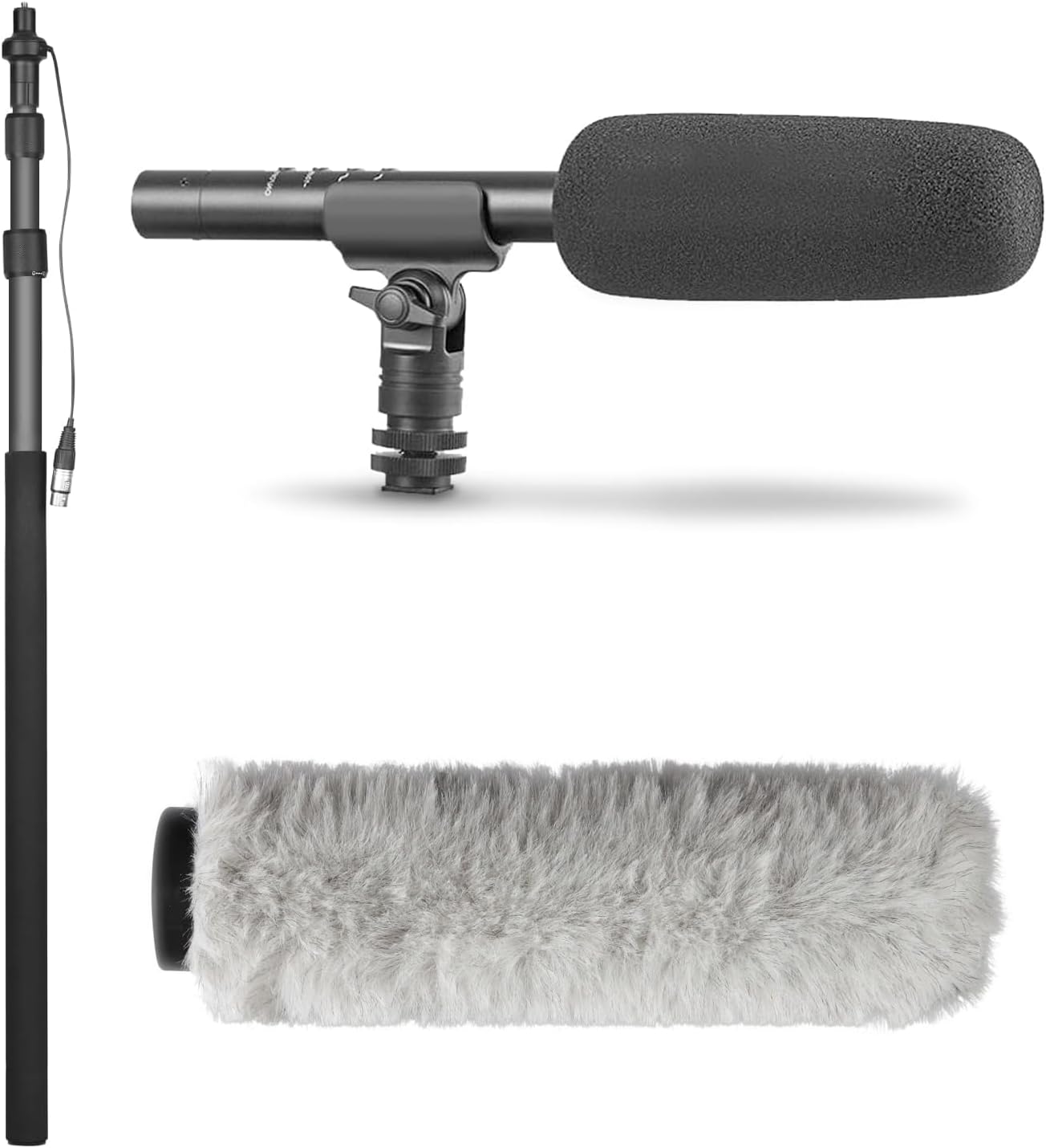 Movo XLR Shotgun Microphone & Boom Pole Kit – Professional Location Sound Recording Bundle with Shotgun Mic and Boompole with Internal XLR Cable for Filmmaking, ENG, and Broadcast Audio
