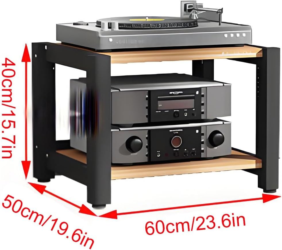 2/3/4/5 Tier Audio Cabinet Record Player Stand Audio Rack, AV Component Media Stand, Tower Player Stand, Home Stereo Rack System With Height-Adjustable Shelf, For DVD Players TV Box Game Console(Black