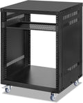 12U Rack with Caster Wheels, Heavy-Duty AV Rack with Adjustable Steel Shelf, Open Frame Server Rack for IT, AV, Data & Computer Equipment, 500lb Capacity, 19.7' W x 17.7' D x 26.8' H