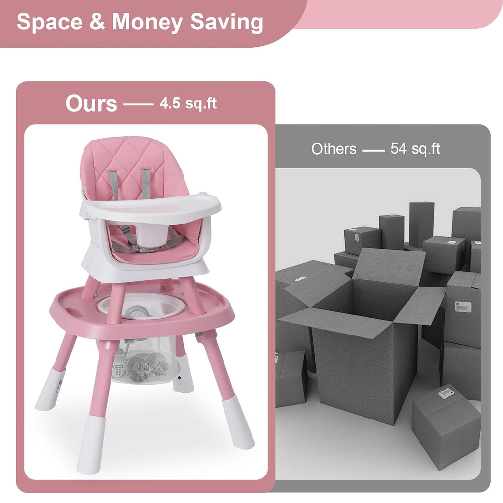 Babyliebe 15-in-1 Baby High Chair, Convertible Highchair for Babies and Toddlers with Activity Center, Booster Seat, Building Block Table, Toddler Chair with Safety Harness, Removable Tray (Pink)