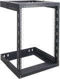 Sound Town 2-Post 15U Wall-Mount Open Frame Server and Network Equipment Rack with Adjustable Depth 12'-20' (ST2PWOR-A15U)