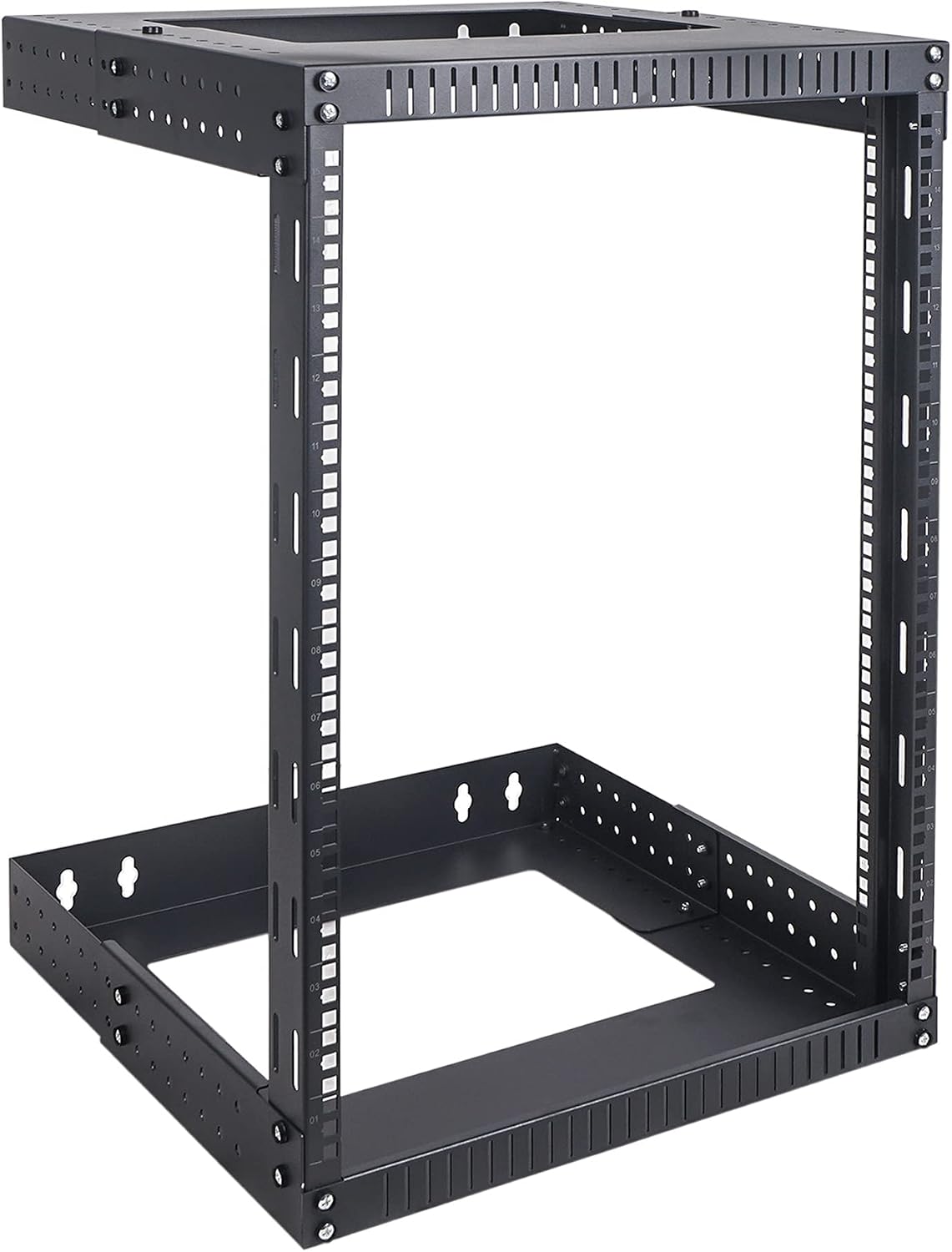 Sound Town 2-Post 15U Wall-Mount Open Frame Server and Network Equipment Rack with Adjustable Depth 12'-20' (ST2PWOR-A15U)