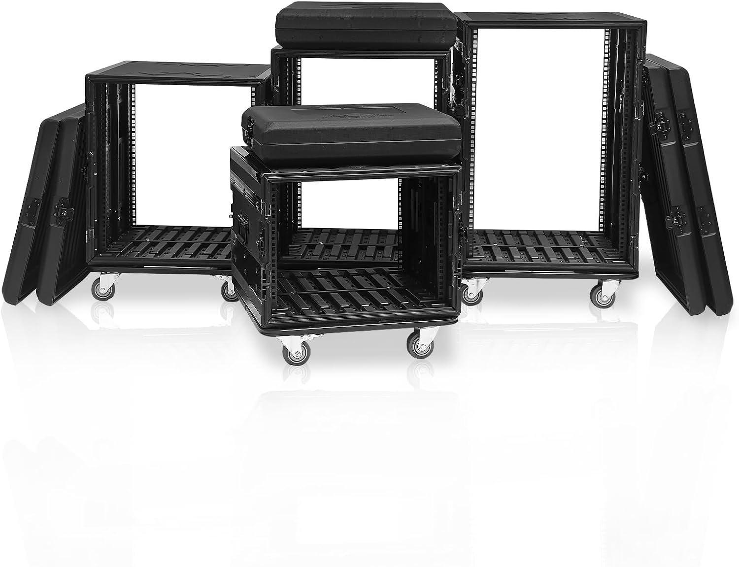 8U Rack Case Shallow Flight Cases Watertight Dust Proof Shock Mount Racks with Microphone Compartments
