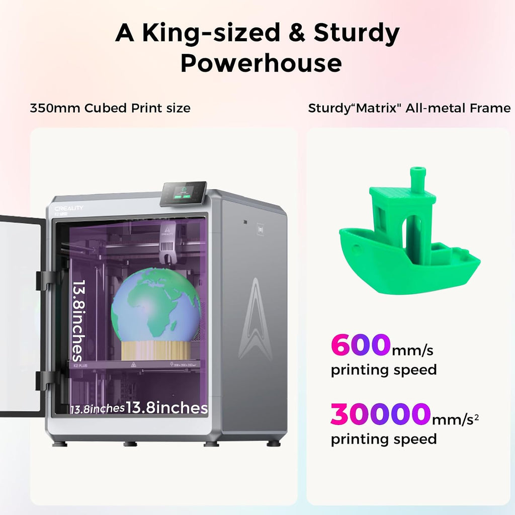 Creality K2 Plus 3D Printer, Multicolor Printing with CFS, Ultra-Fast 600mm/s Speed, 350x350x350mm Build Volume, Dual AI Cameras, Full-Auto Leveling, Professional-Grade FDM Printer