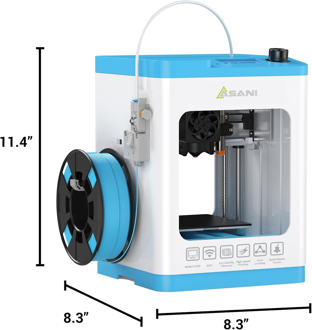 Fully Assembled Mini 3D Printer for Kids and Beginners, Complete Starter Kit, Auto Leveling 3D Printing Machine, PLA Filament, SD Card, WiFi, MAC Windows Linux (Blue (Upgraded Tina2 Plus Version))