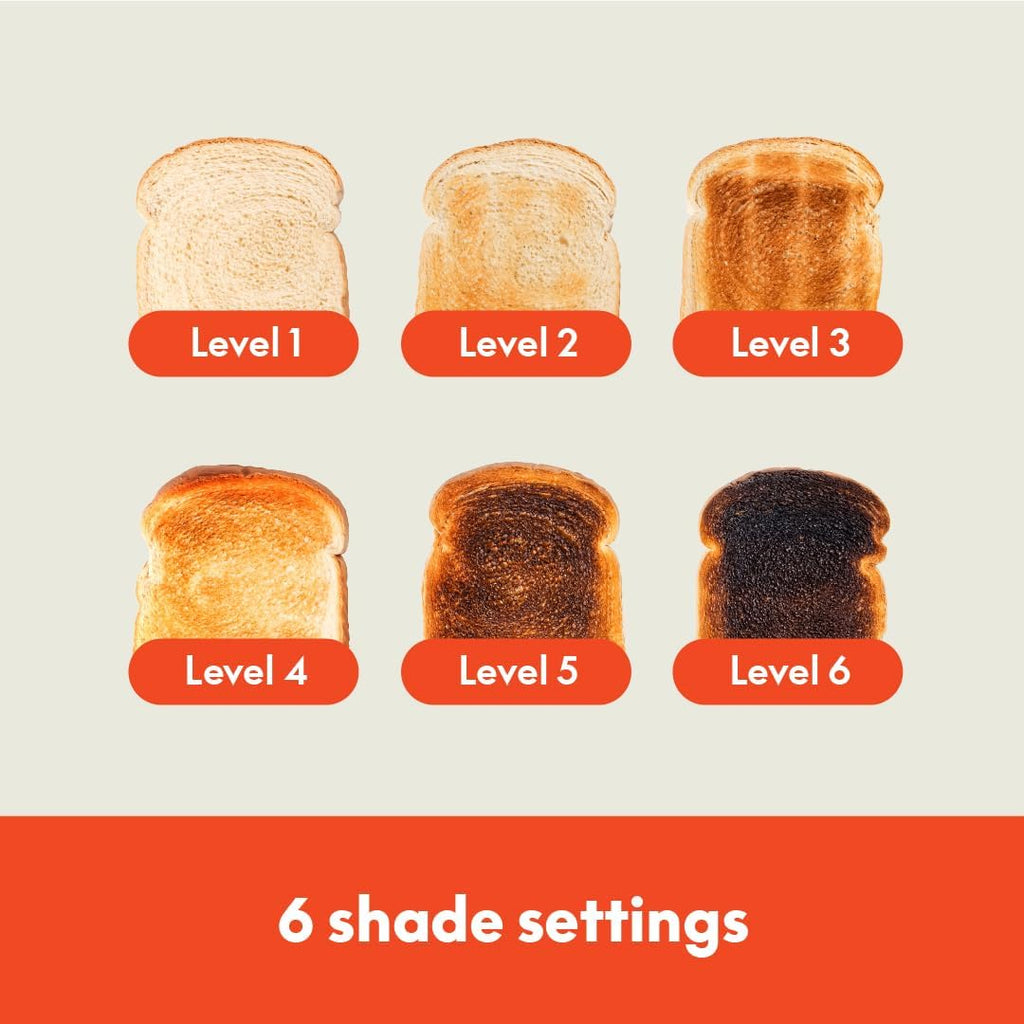 bella 2 Slice Slim Toaster,Fits-anywhere™ Kitchenware,6 Setting Shade Control with Reheat & Cancel Buttons,Fits sourdough,10' Long Slot,Anti Jam & Auto Shutoff,900 Watt,Oatmilk,(Pack of 6)