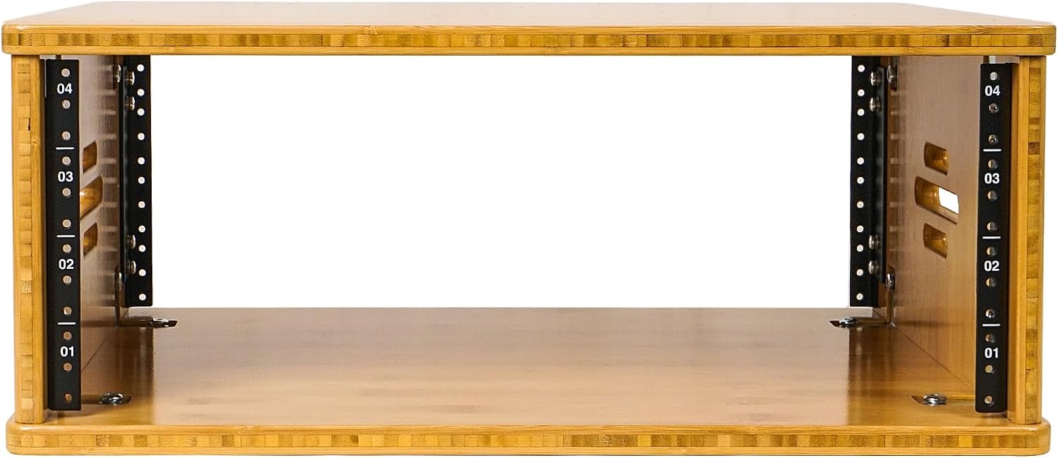 Sound Town DIY 4U Solid Bamboo Studio Rack w/ 14.2' Depth, Ventilation for Recording Room, PA/DJ Pro Audio, Home Audio (STBR-4U)