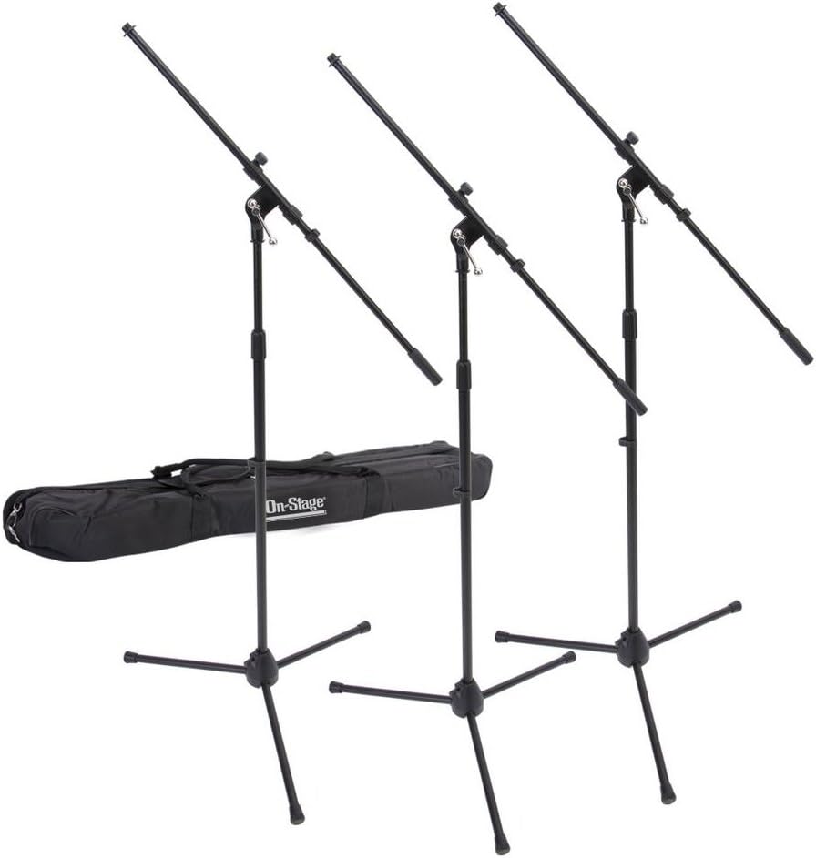 OnStage On-Stage MSP77033 Euroboom Microphone Stands with Travel Bag, 3 Pack