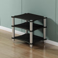 Wood Audio Cabinet Rack, Stereo Record Player AV Media Stand Furniture, Home Audio-Video Equipment Storage Shelving, Rounded Corner Design(Black - 3 Tier)