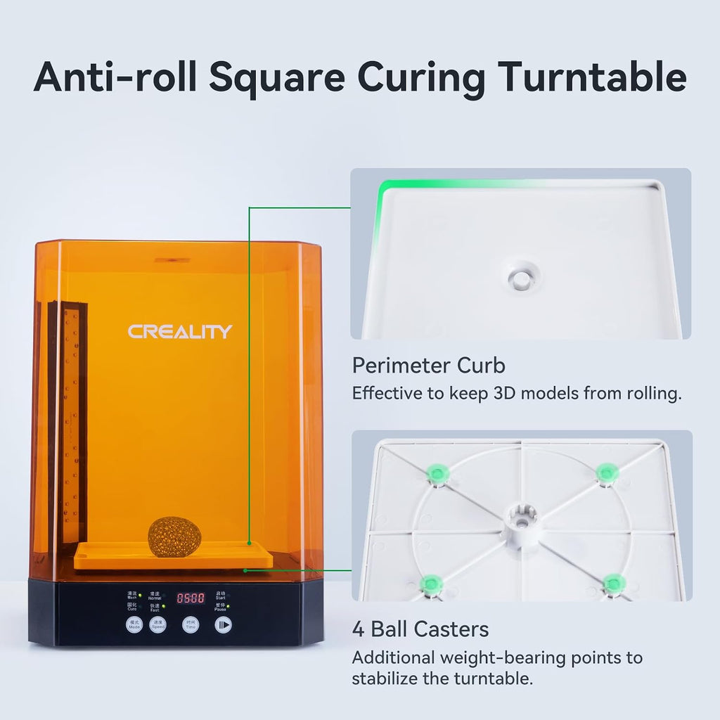 Creality Wash and Cure Station UW-03 2 in 1 Machine Resin 3D Printer Upgraded 405nm UV Curing Rotary Box Bucket for LCD/DLP/SLA Size 8.26x6.29x7.87in