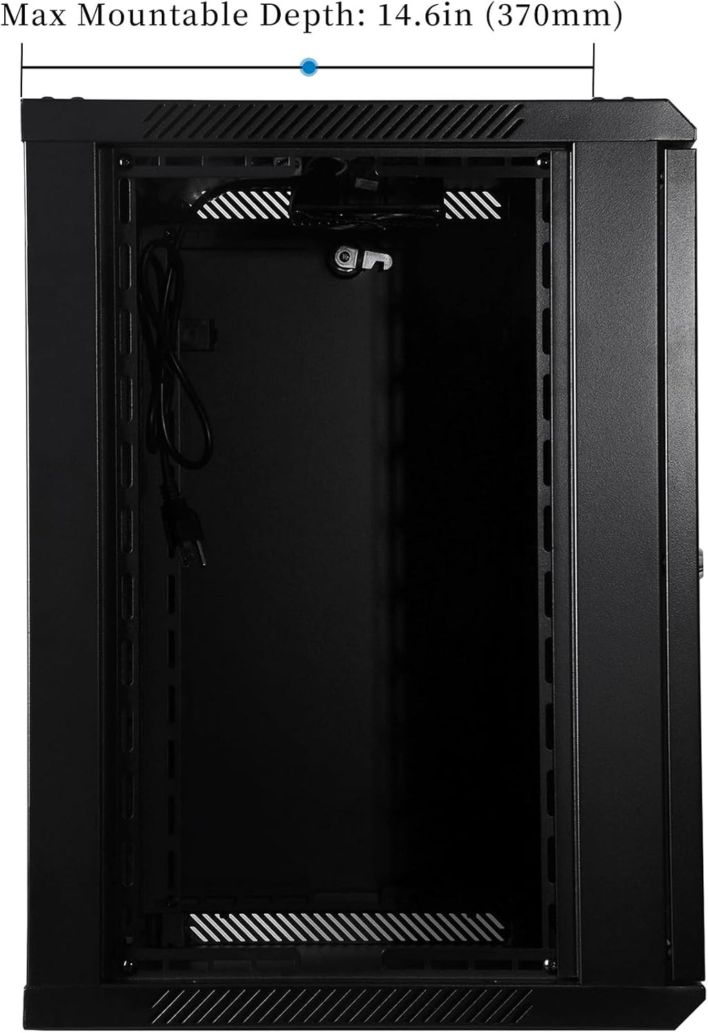 RackPath 12U Wall Mount Network Rack Cabinet – Quiet Cooling Fan, Locking Glass Door, 17.7' Deep (450mm), Removable Locking Side Panels, Fits 19' IT & A/V Equipment