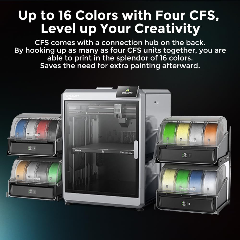 Creality Official CFS Multicolor 3D Printing System - 16 Color Auto-Switch, Anti-Moisture Storage, Upgrade Kit for K1/K1 MAX/K1C/K2/K2 Plus 3D Printers