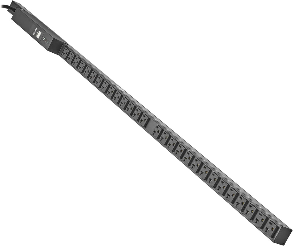 Tripp Lite 1.9kW Metered PDU 20A with Isobar Surge Protection, 3840 Joules, 120V, 28 Outlets Standard NEMA 5-15/20R, 15 ft. Power Cord (L5-20P), 0U Vertical Rackmount, 2-Year Warranty (PDUMV20-ISO)