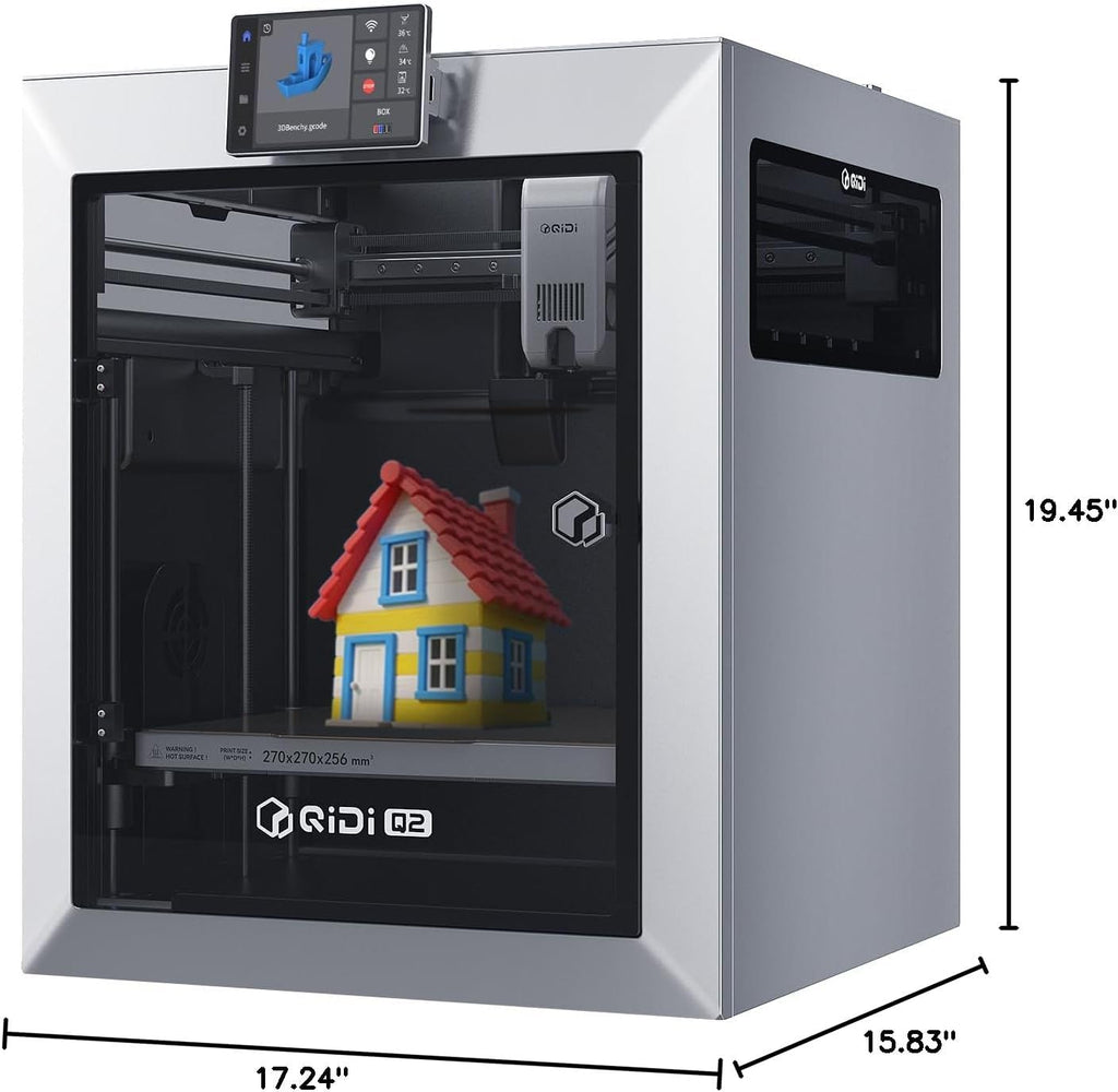 QIDI Q2 3D Printer 2025 Upgrade, Enclosed FDM with 65℃ Heated Chamber, Ultra Air Filtration, 600mm/s High Speed, AI Camera, Full Auto Leveling, 270x270x256mm Build Volume, from Beginner to Expert