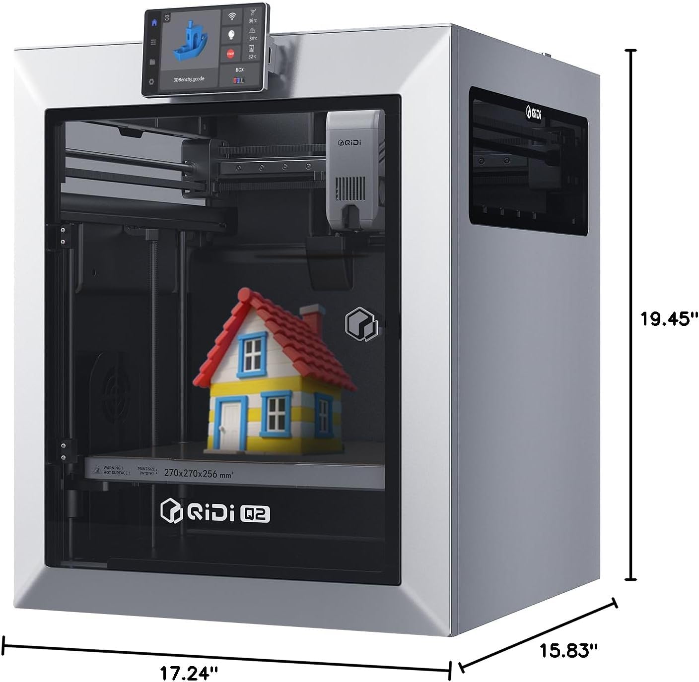 QIDI Q2 3D Printer 2025 Upgrade, Enclosed FDM with 65℃ Heated Chamber, Ultra Air Filtration, 600mm/s High Speed, AI Camera, Full Auto Leveling, 270x270x256mm Build Volume, from Beginner to Expert