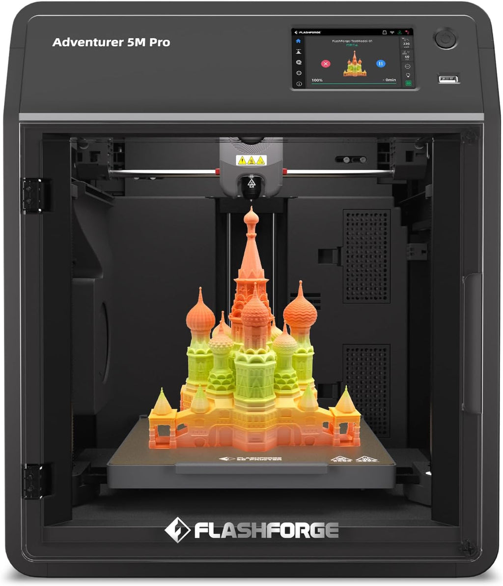 Flashforge Adventurer 5M Pro 3D Printer: 600mm/s High-Speed Printing, Auto Bed Leveling, Quick-Release Nozzle, Removable PEI Plate & Dual Filtration System, 8.7'x8.7'x8.7' Build Volume