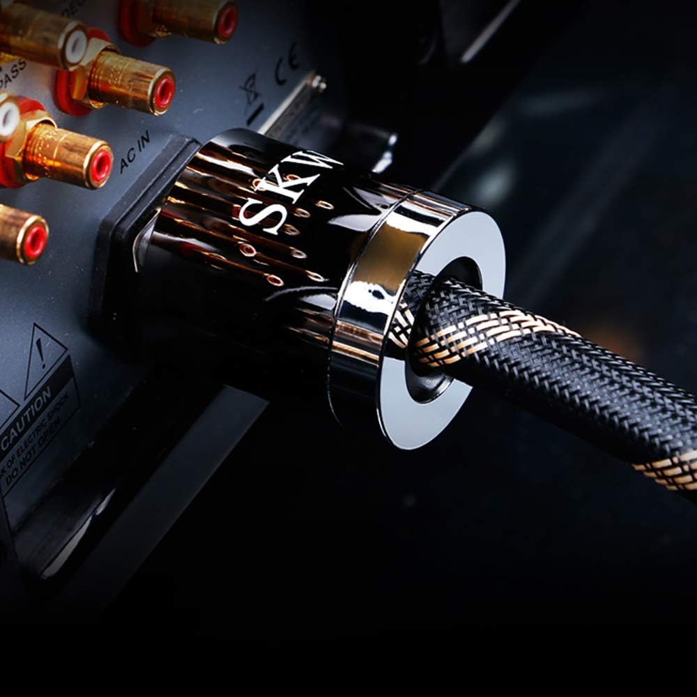SKW Upgrade C15 Audiophile Ultra-high Purity Copper Power Cord, Male to Female Power Cable, US Plug for Subwoofer, Amplifier, DV/AV 6.5ft/2M