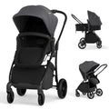 BABY JOY 2 in 1 Baby Stroller, High Landscape Convertible Bassinet Stroller with Reversible Seat, Adjustable Backrest & Canopy, Foldable Pushchair Pram Stroller for Newborn Toddler 0-36 Months (Gray)
